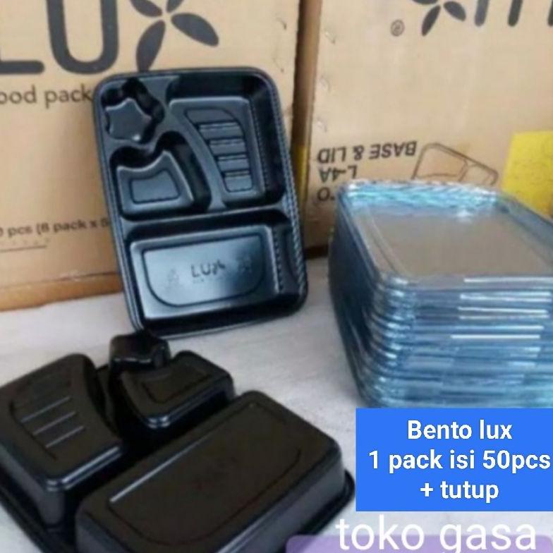 Produk - Terlaris Mika Bento Lux Sekat 4 Per 50 Pcs/Mika Bento/Bento Coklat/Bento Lux/Mika Bento Pla