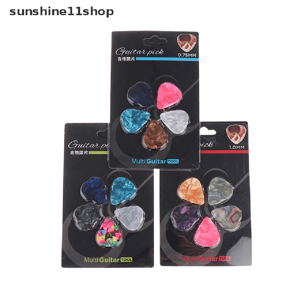 Sho 5pcs Guitar Picks Mediator Tebal 0.50 0.75 1MM - Warna Random Universal Untuk Semua Gitar N