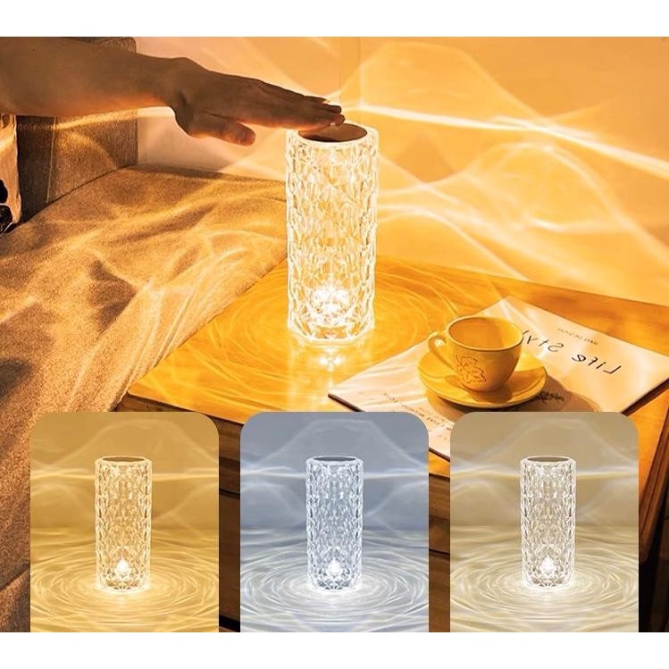 Lampu Meja Crystal LED Rose Diamond Touch Lampu tidur Hias Aesthetic Mewah table lamp Aesthetic Mewah LAMPU HIAS LAMPU MEJA