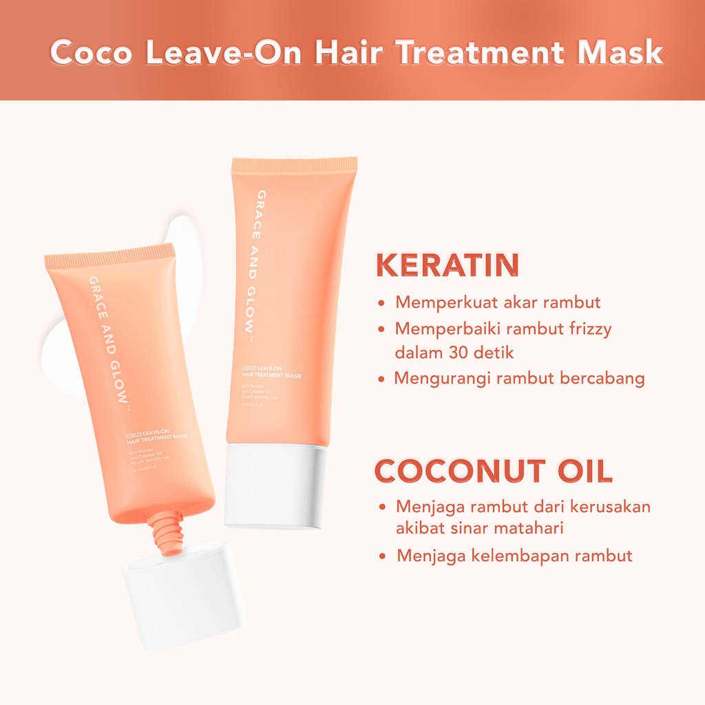 ★ BB ★ Grace and Glow Moiselle Leave-on Hair Conditioner 70ml - Kondisioner Tanpa Bilas Anti Rambut Kusut with Keratin + Coconut Oil