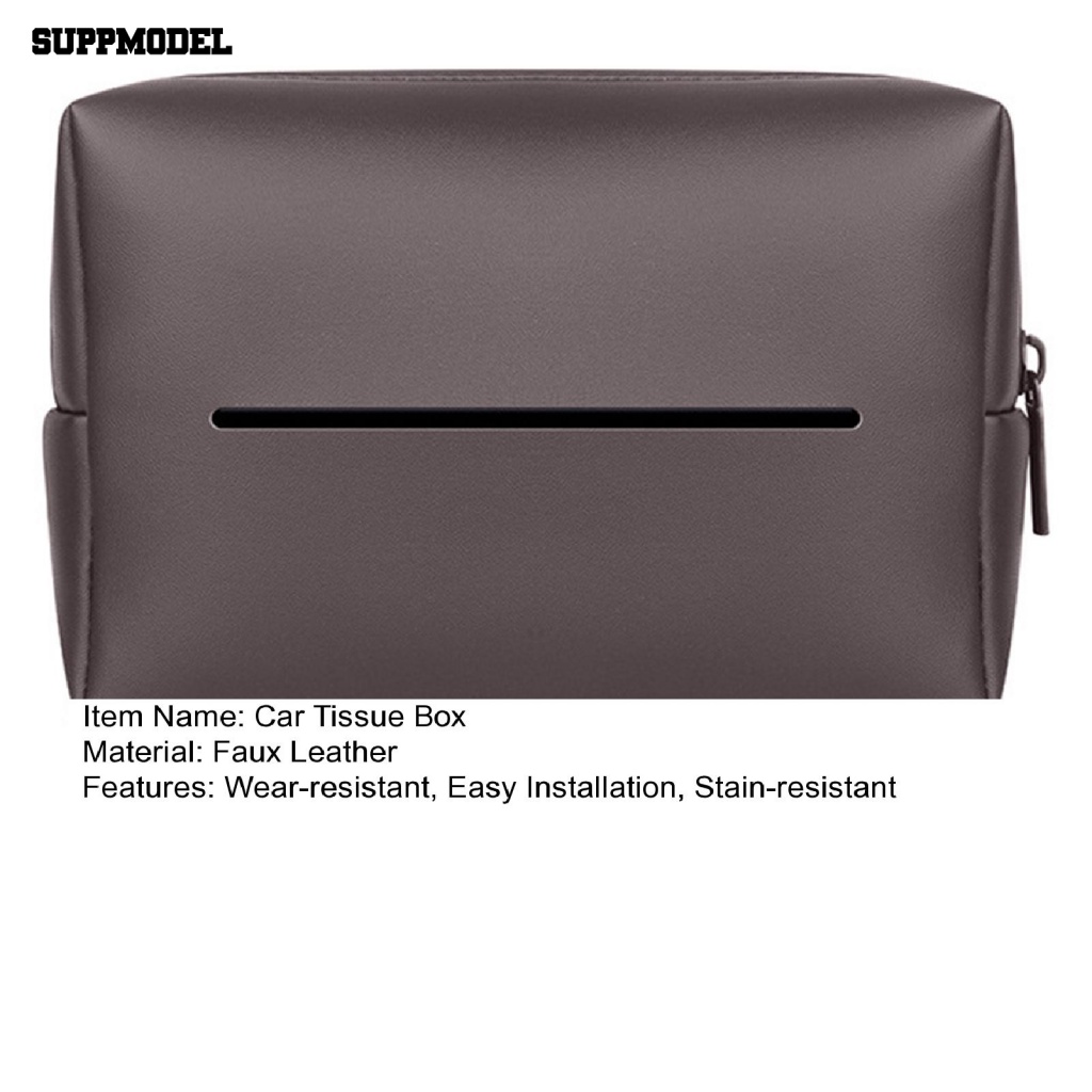 Suppmodel 1set Wadah Tisu Anti Noda Perlengkapan Kendaraan Penutup Penyimpanan Serbet Kertas Mobil Tali Adjustable