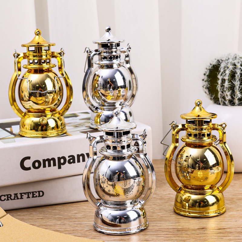 Retro Eid Decorative LED Electronic Lantern / Exquisite Ramadan Pattern Glowing Night Light / Home Muslim Festive Background Layout Hanging Lamp