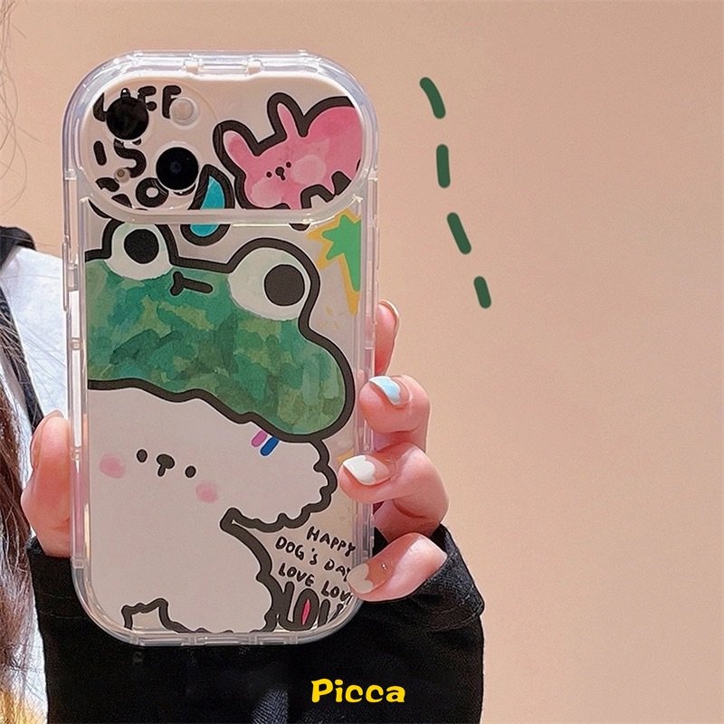 Flip Kreatif Make Up Mirror Case Kompatibel Untuk IPhone 11 Pro Max XR 7Plus 8 7 Plus X 13 11 12 14 Pro Max XS Max SE 2020 Graffiti Kartun Hewan Kelinci Lucu Kodok Anjing Soft Cover