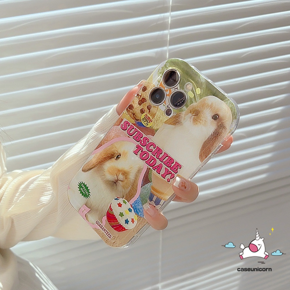 IPHONE Casing Kompatibel Untuk Iphone14 13 11 12 Pro Max XR 6 6S 7 8Plus X XS Max SE 2020 11 Pro Max Ins Panas Lucu Kartun Kelinci Kue Cookie Shockproof Airbag Lembut TPU Case Cover