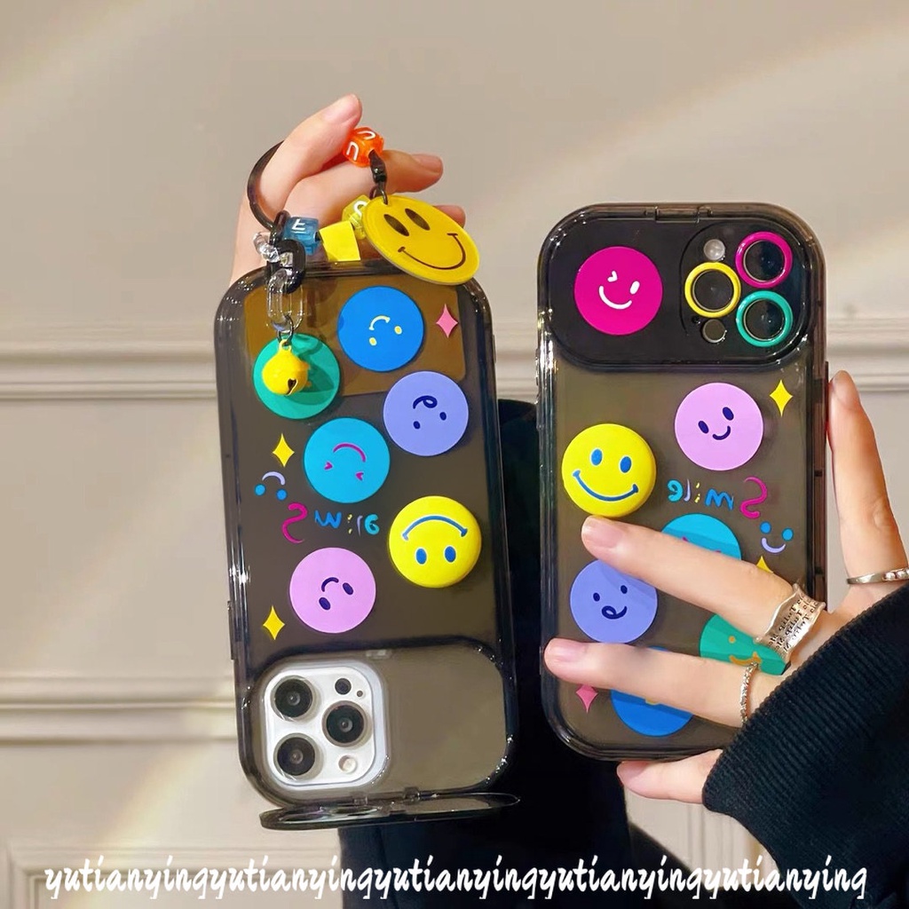 IPHONE Case Smiley Kartun Lucu Kompatibel Untuk Iphone11 13 12 14 Pro Max 11 Pro Max XR 78 Plus X XS Max SE 2020 Flip Make Up Cermin Ponsel Belakang Full Cover