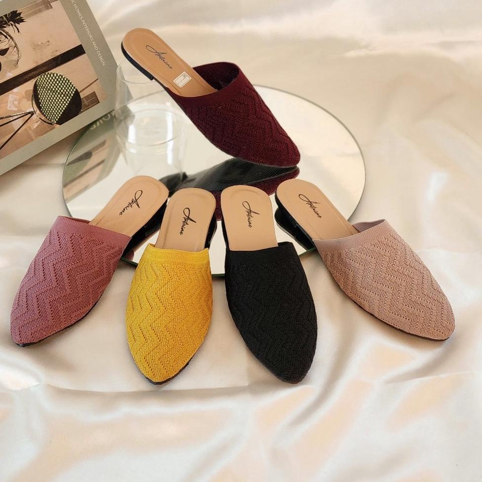 RECOMENDED Arlaine- Hazel Sandal Selop Wanita / Selop Wanita / Sandal Rajut Wanita / Sepatu Rajut Wa