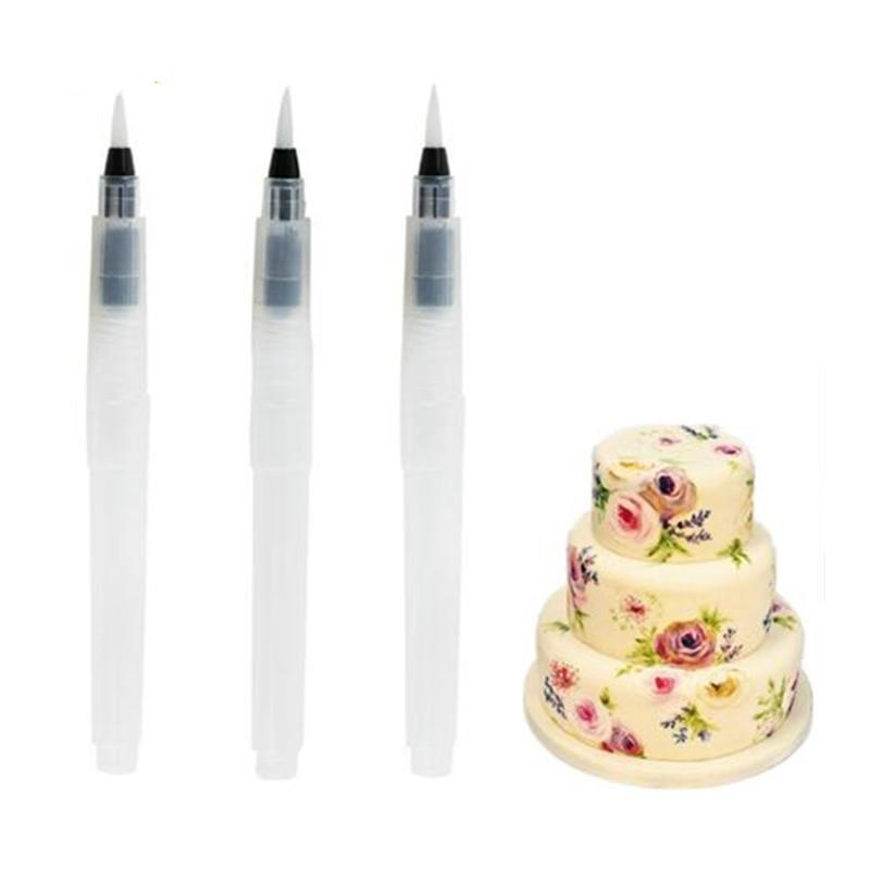 3pcs/set Coloring Water Pen Fondant Cake Decorating Tools Watercolor Cake Decor Brush Painting Pen