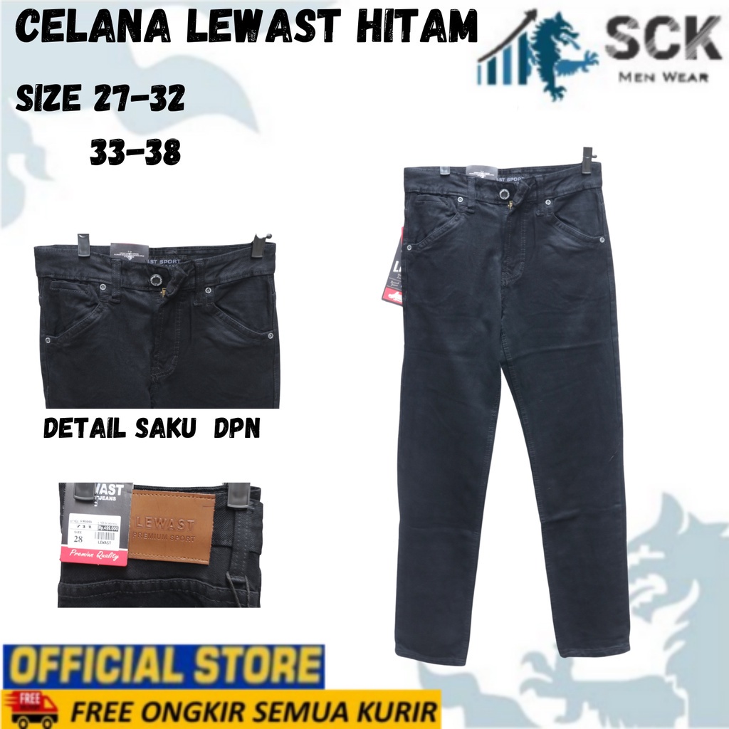 SCK - Celana Panjang Pria LEWAST JEANS HITAM ukuran 28-38 / Celana Kerja Pria Formal Basic - sckmenwear GROSIR