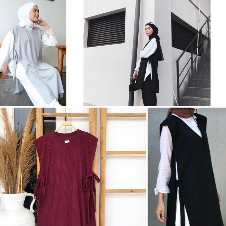 Harga Spesial Rompi Tali Long Tunik / Vest Knit Tunik Rajut Wanita