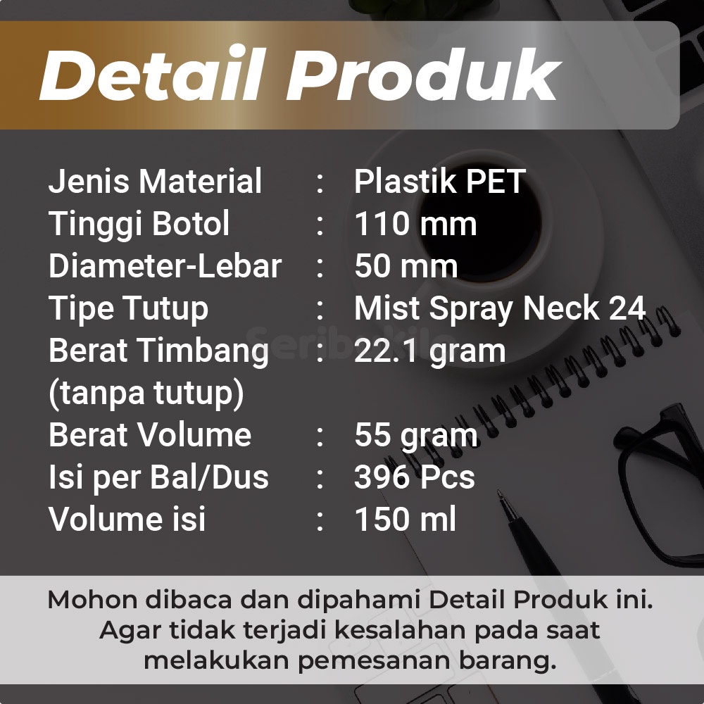 Botol Spray 150 ml /Botol PET Spray 150 ml SBR/Botol 150 ml Spray Gold/Silver Full Cover