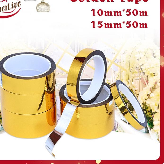 

MALL 50m Gold Washi Tape Untuk DIY Scrapbooking Sekolah Dan Kantor Dekorasi grosir