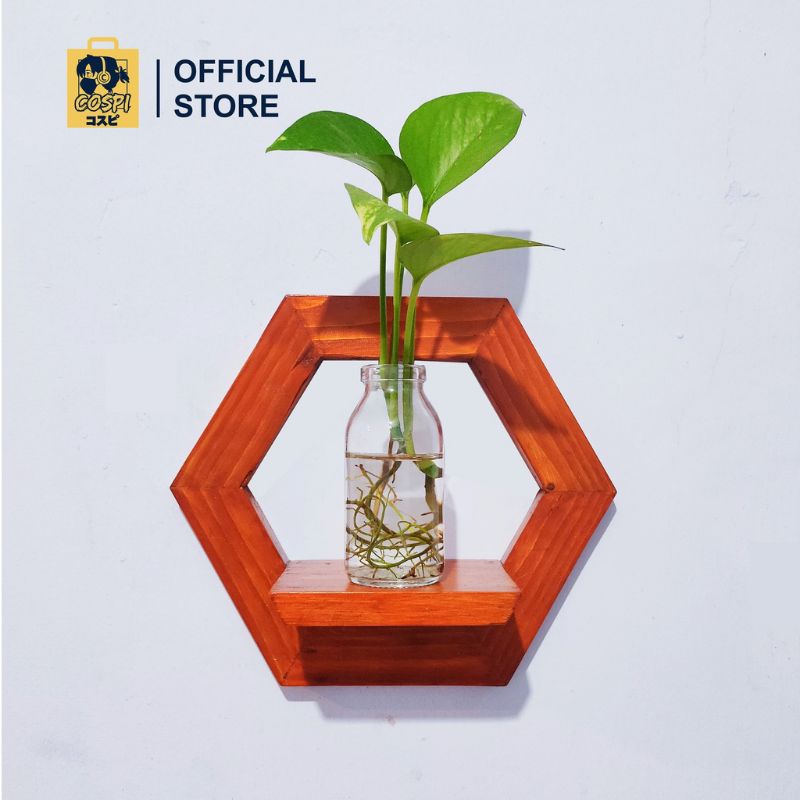 dekorasi dinding kayu model hexagonal