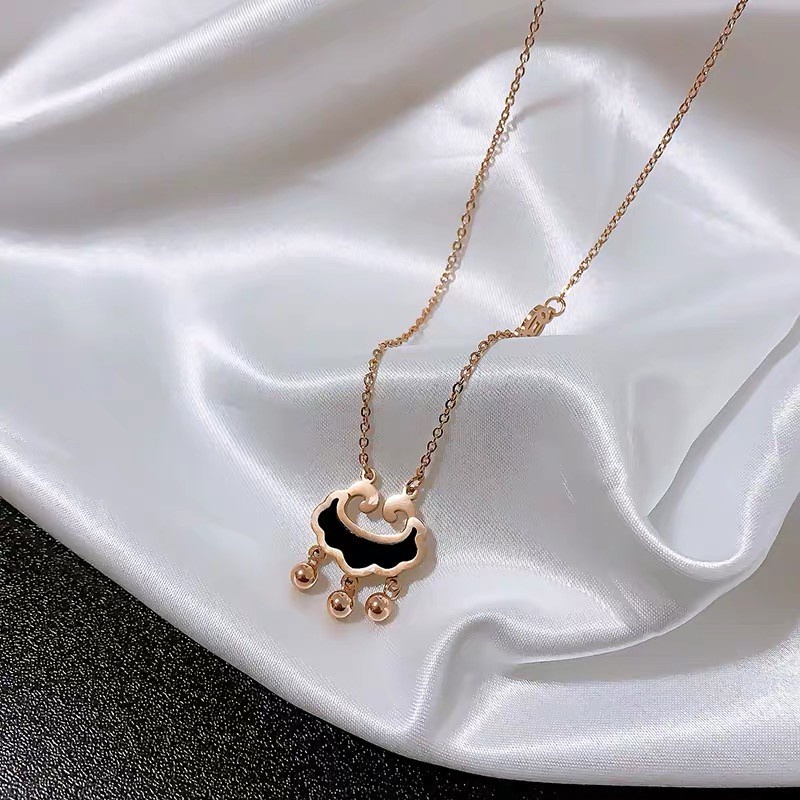 Kalung Rantai Pendek Liontin Gembok Lapis Rose Gold 18K Gaya Vintage Korea Jepang Retro Untuk Wanita