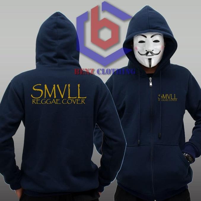 Jaket Hoodie Sweater SMVLL Reggae Cover Outerwear Pria Wanita Zipper Resleting Depan Polos Sablon Po