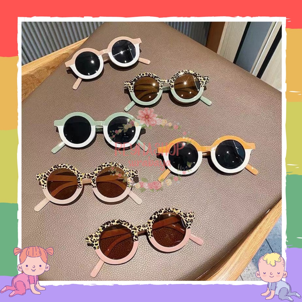 Kacamata Anak New Trend/Fashion Anak Terbaru Bulat Kacamata Hitam Motif UV protection High Quality Import Kacamata Fashion