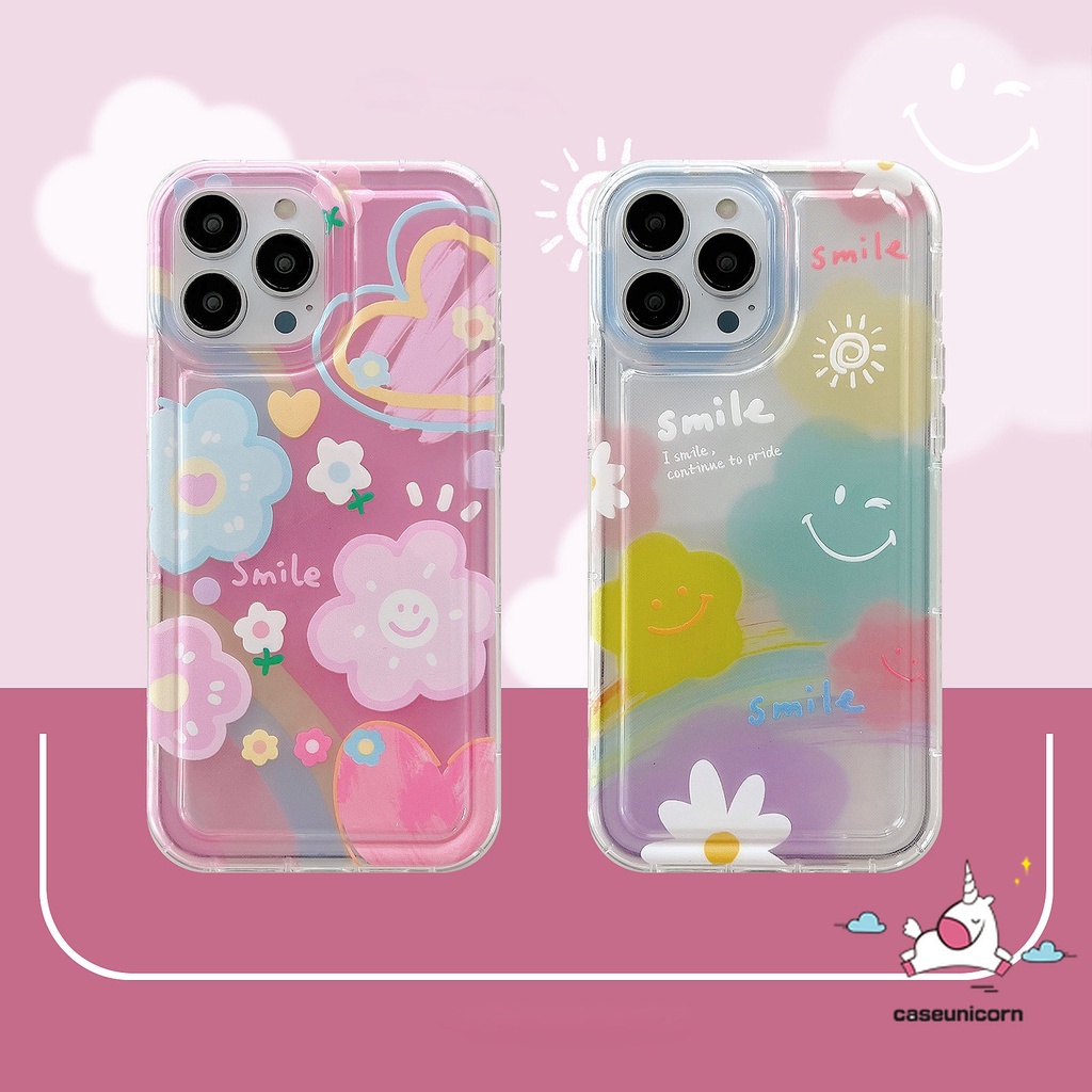 Untuk Redmi 12C 10C A1 9T 9 10 9C NFC 9A 10A Redmi Note 11s 9 10 10s 11 8 POCO F4 Ins Korea Lucu Smile Segar Cat Air Bunga Awan Cinta Hati Lembut Shockproof Airbag Case