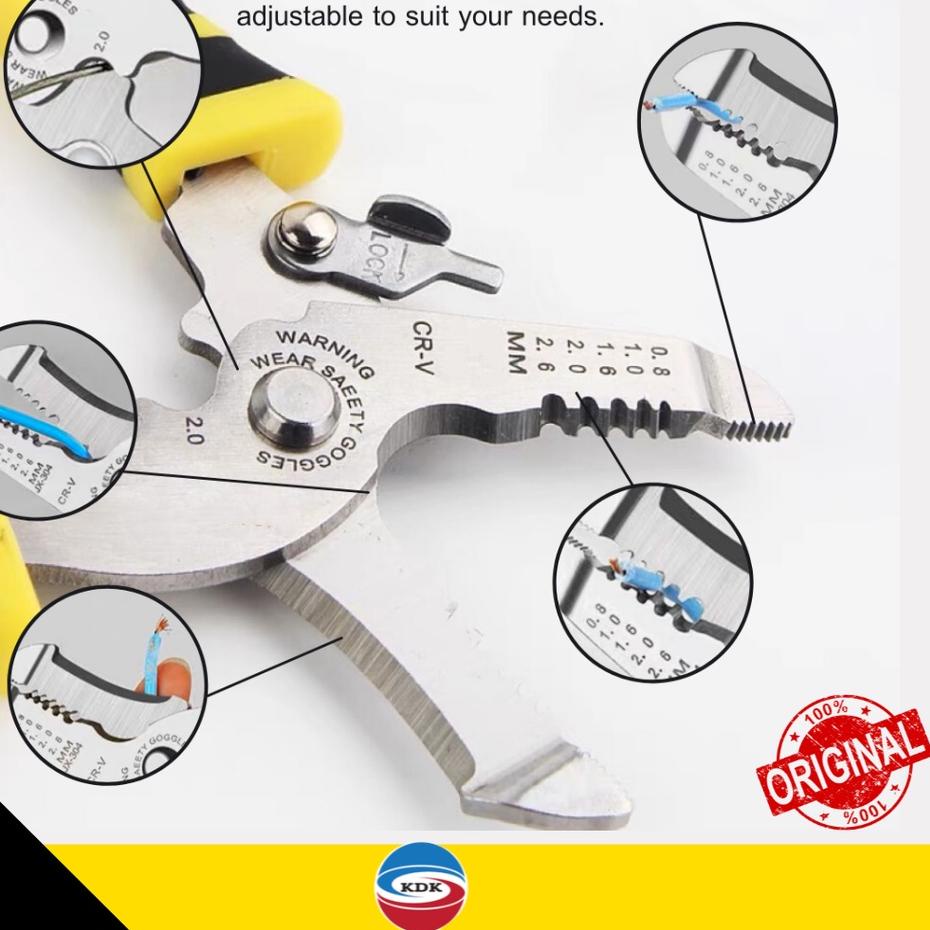 ➹ TANG POTONG KUPAS KABEL KDK MULTIFUNGSI 7" tumpul ➩