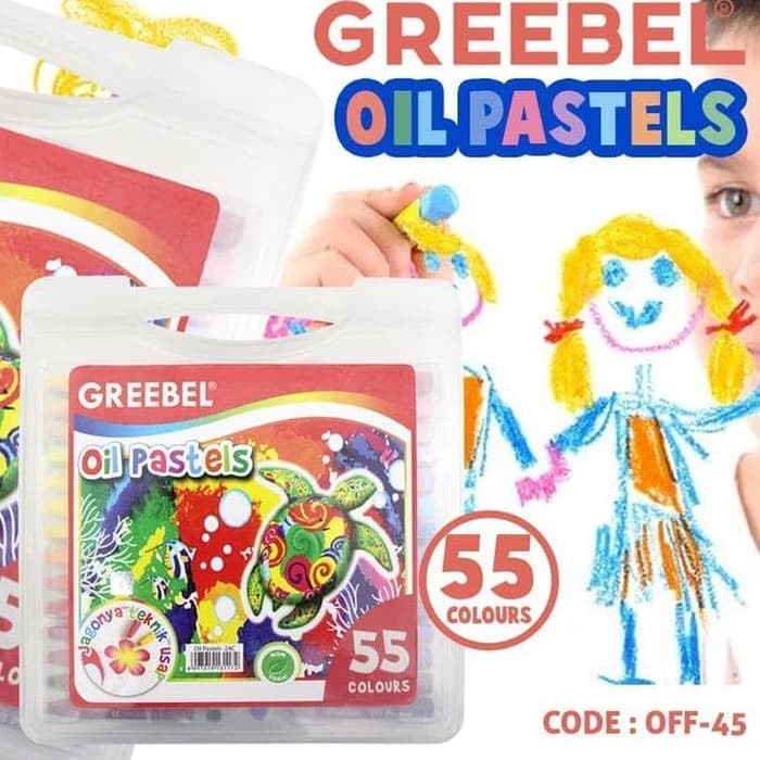 

CRAYON GREEBEL 55 WARNA -ALAT MEWARNAI OIL PASTELS - OFF-45 Best Seller