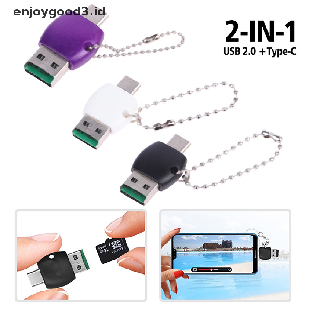 [Rready Stock] Type-c Card Reader OTG 2in1 TF Card Reader Tipe-c Adaptor Memory Flash Drive (ID)