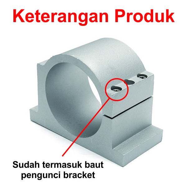 [HAEBOT] Bracket Spindle Cast Round 80mm Square Clamp Motor Holder D80 Mount Dudukan Trimmer Dinamo Aluminium CNC Router Tuner 80 mm DC