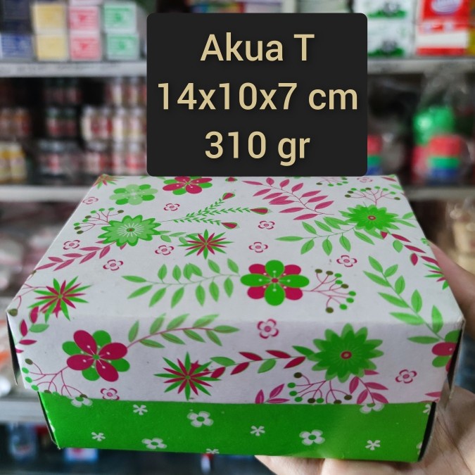 

Box / Kardus / Dus Snack Kue Makanan - 14x10x7 cm - Akua T Putih Hijau