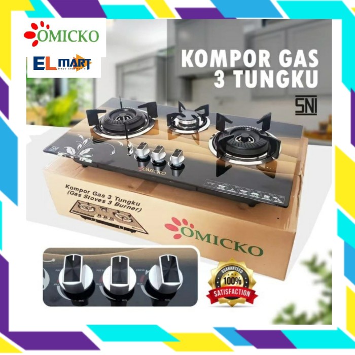 Omicko Kompor Tanam Kaca 3 Tungku KT 013 KT013 Murah Bisa Meja Biasa