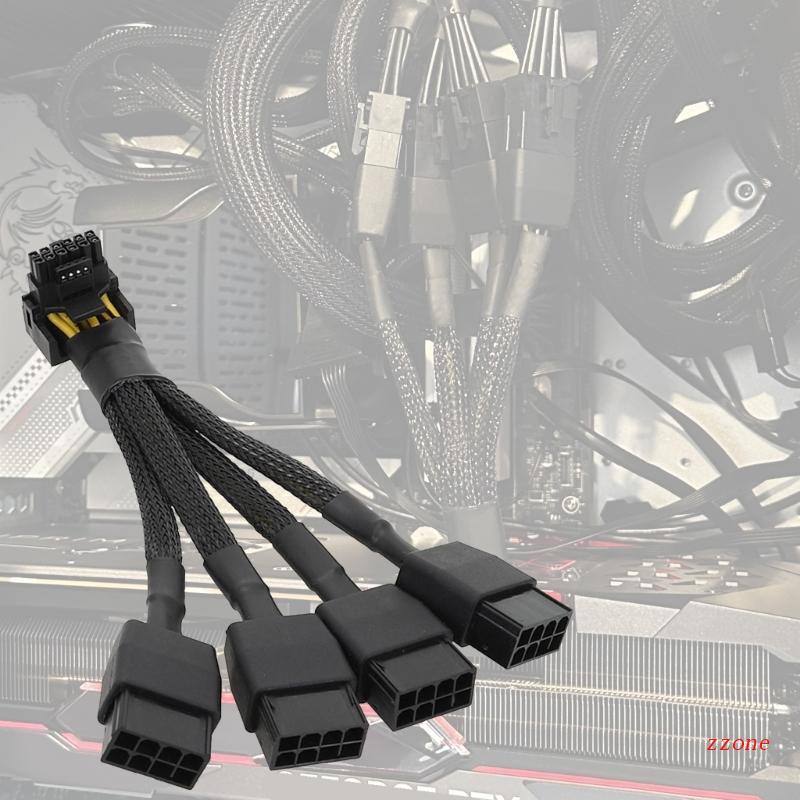 Zzz 4x8pin Ke 16pin Video Card Power Supply Adapter Pcie 5.0 Kawat Untuk RTX4090 408012vhpwr Konektor Siku 90derajat Ca