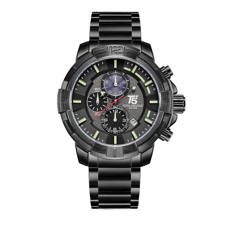 Jam tangan T5 H 3815 G Man Pria Stainless Steel Murah Original