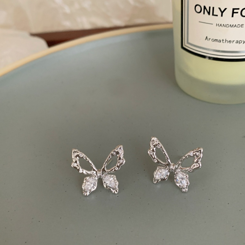 Anting Giwang Telinga Peri Hollow Butterfly Lapis Perak S925 Untuk Gadis Manis