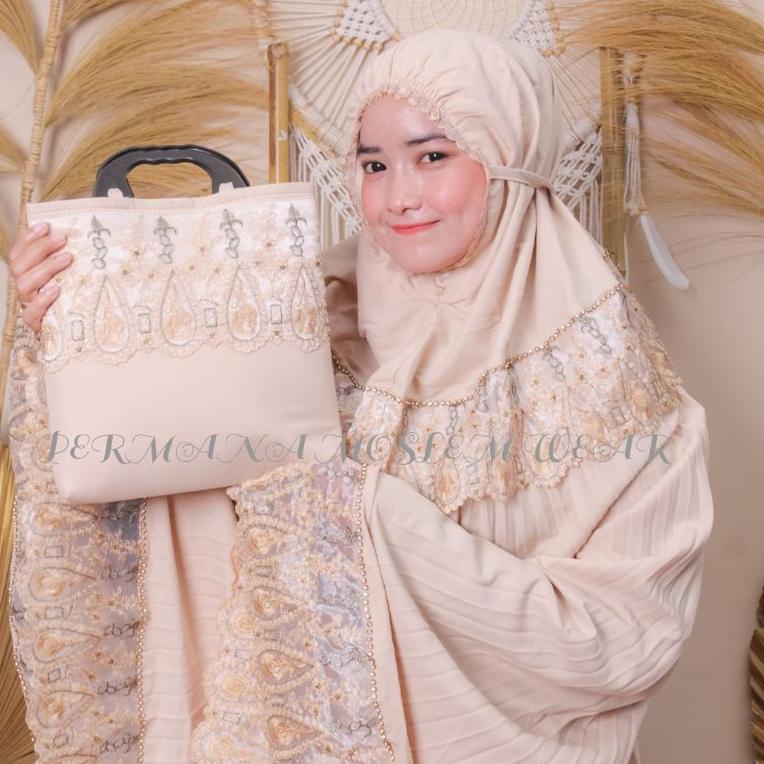 BIG SALE Mukena Dewasa Plisket Renda Bordir Swarovski/Mukena Adem Terbaru 2022/Mukena mewah