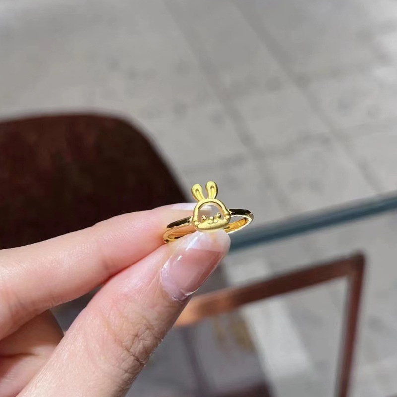 Cincin Terbuka Kelinci Hollow Bahan Alloy Baru Untuk Wanita