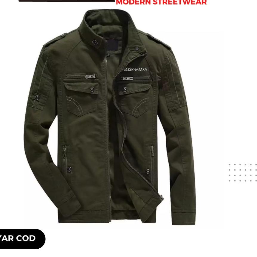 ☉ Jaket Casual Jacket Pria Polos Canvas Sleting Saku Dalam Tebal Terizla ➮