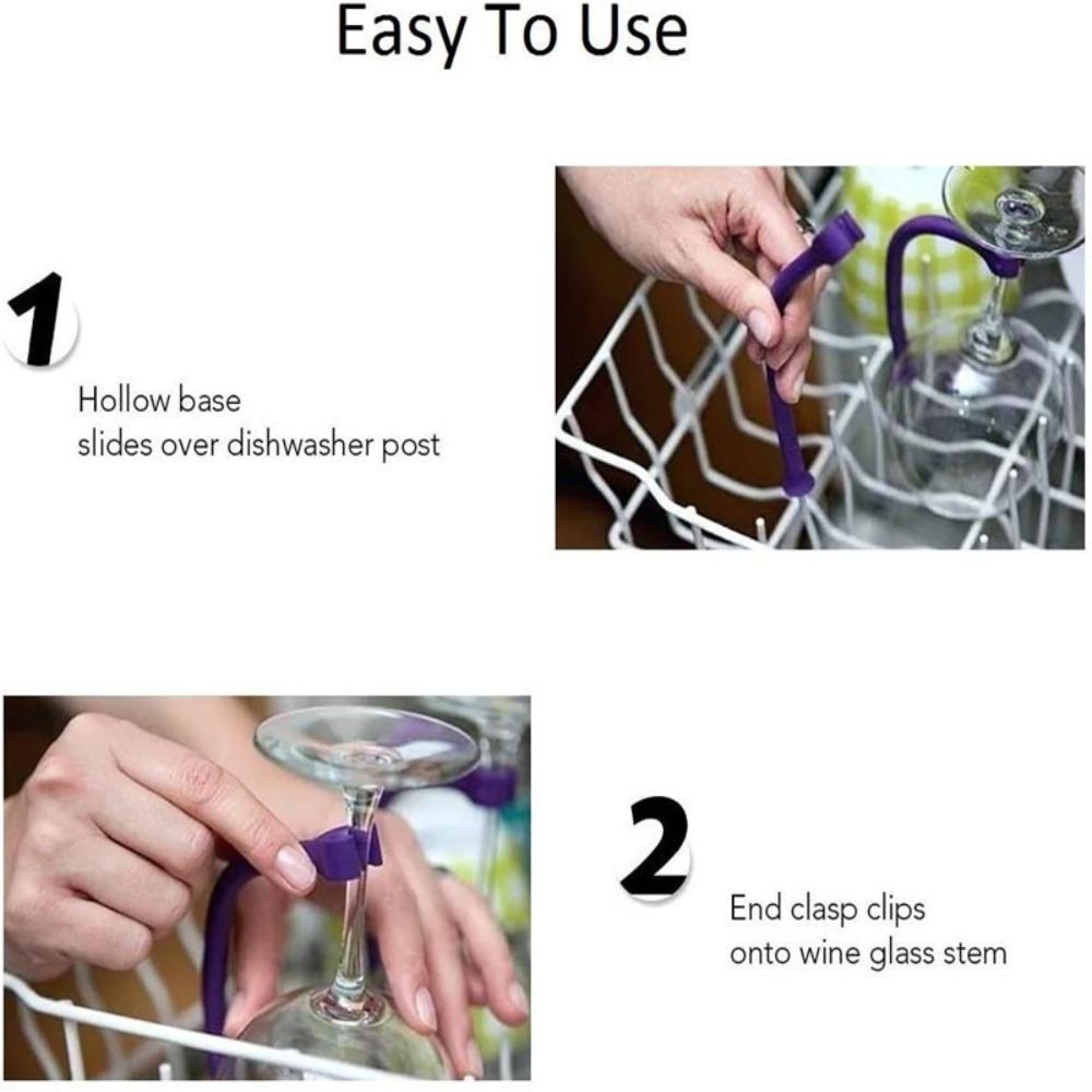 [Elegan] Stemware Saver Purple Silicone Flexible Bar Alat Dapur Dapat Ditekuk Adjustable Wine Glass Holder