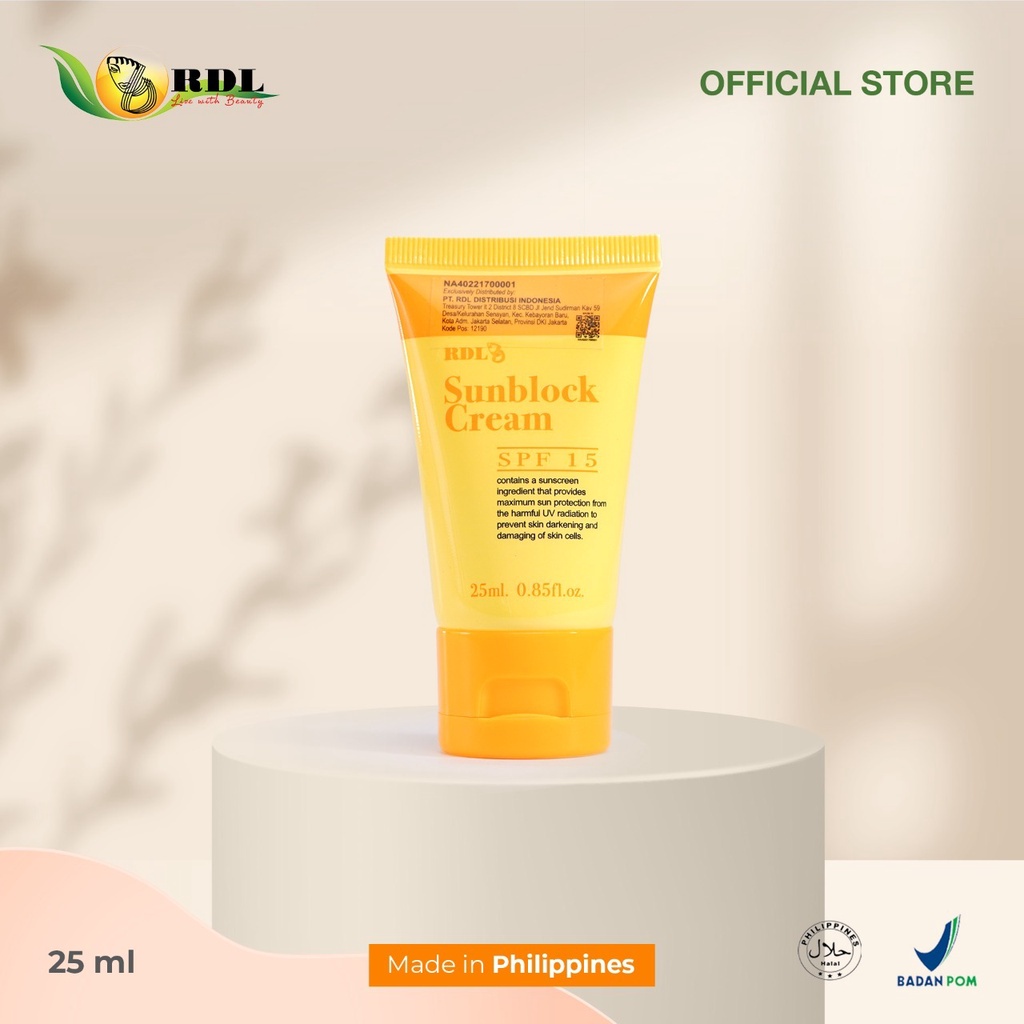 RDL Sunblock Cream SPF 15 25ML / 15ML ASLI ORIGINAL SUNSCREEN LakuLakuYuk