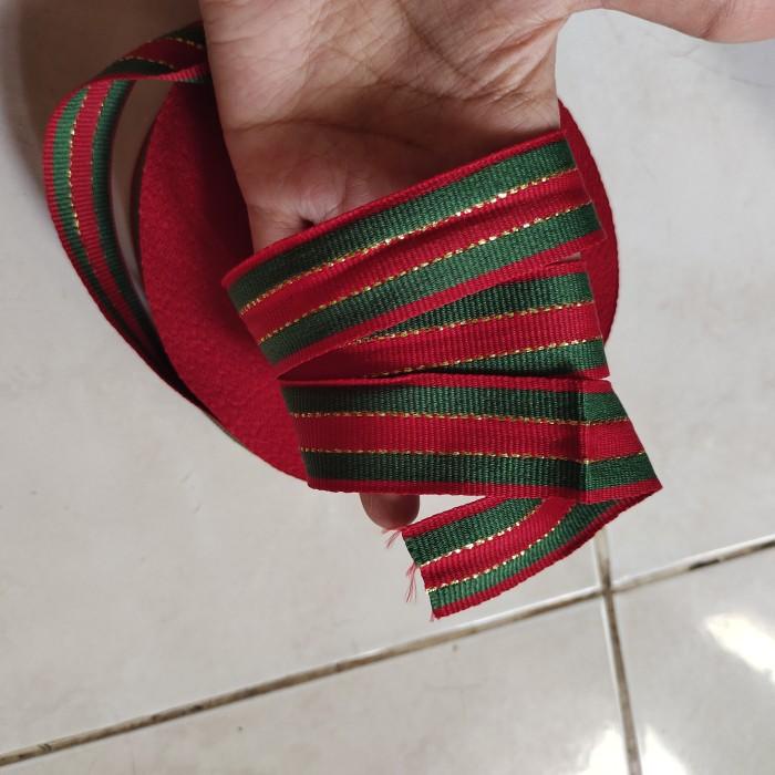 

5M/1Roll Pita Natal Merah Hijau Pita Webbing Pita Biz Christmas Ribbon