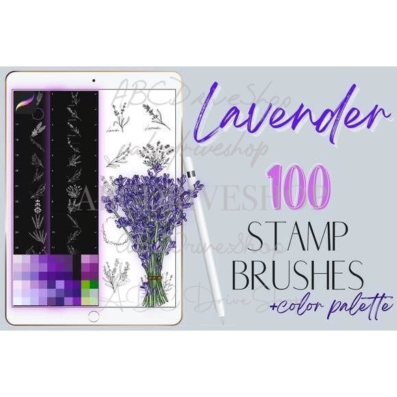 Procreate Brush - Lavender Stamp Brushes &amp; Palette