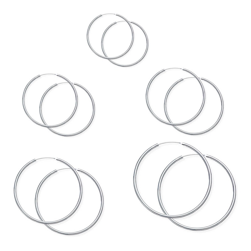 Anting Hoop Lingkaran Simple Halus Kepribadian Hiperbole925 Sterling Silver Untuk Wanita