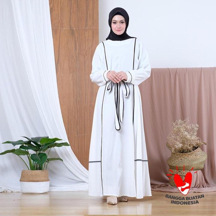 MODEL BAJU ABAYA GAMIS JUMBO WANITASUPER TREN KEKINIAN 2021 TM PUTIH