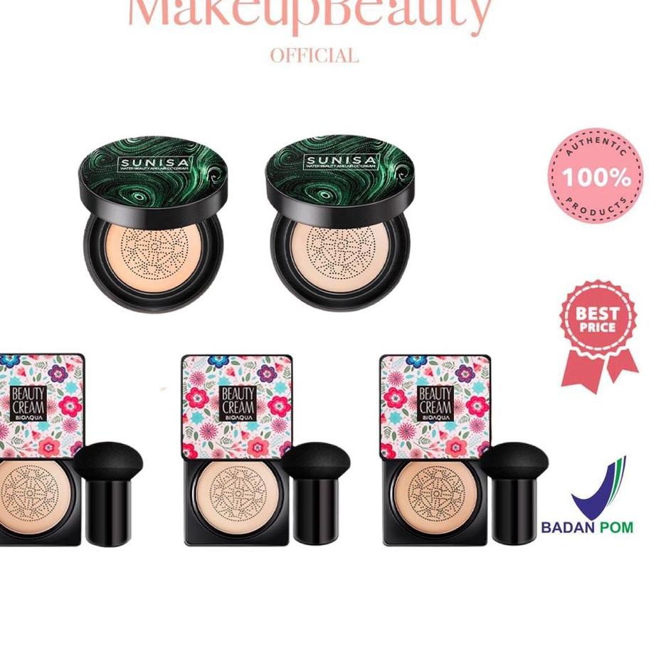 Stock baru BIOAQUA x SUNISA Bedak Cushion Waterproof | BB Cushion Whitening Beauty Cream 20gr