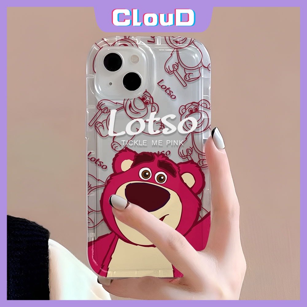 IPHONE Bening Lembut Tpu Airbag Ponsel Case Kompatibel Untuk Iphone11Xr7 8 6s 6 Plus 14 11 13 12 Pro Max XS Max X SE 2020 Kartun Lucu Strawberry Bear Shockproof Back Cover