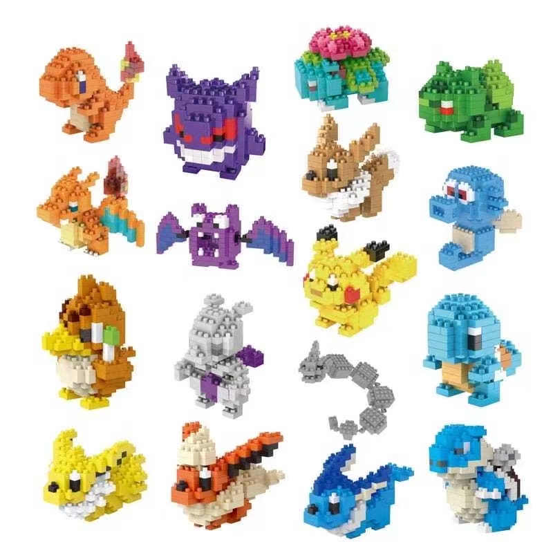 Pokemon micro-particle building block Pokemon pocket pet elf diy Mainan model puzzle