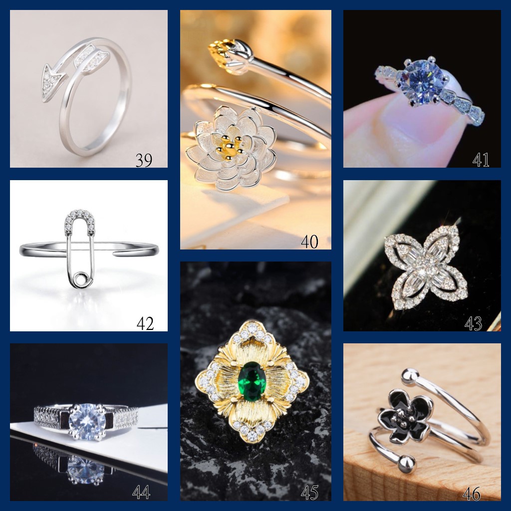 Goldkingdom Fashion Perhiasan Aksesoris Ready Stock Ins Kreatif Pin Pentacle Punk Kupu-Kupu Elk Ular Cincin Adjustable Mosanne Berlian Pertunangan Hadiah Ornamen