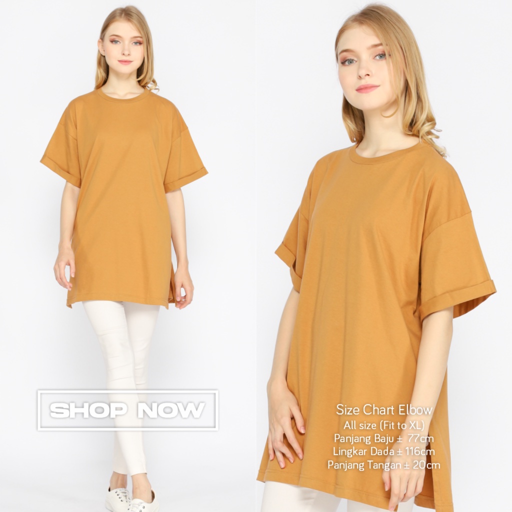 Kaos Oversize Wanita Basic Oversized Top Elbow