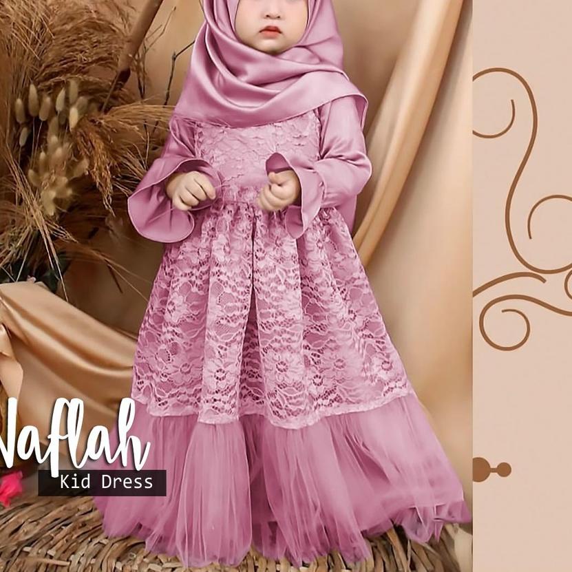 ♥ GAMIS SYARI ANAK PEREMPUAN BROKAT SATIN TILE NAFLAH | MAXI DRESS PANJANG FASHION MUSLIM CEWEK BRUK