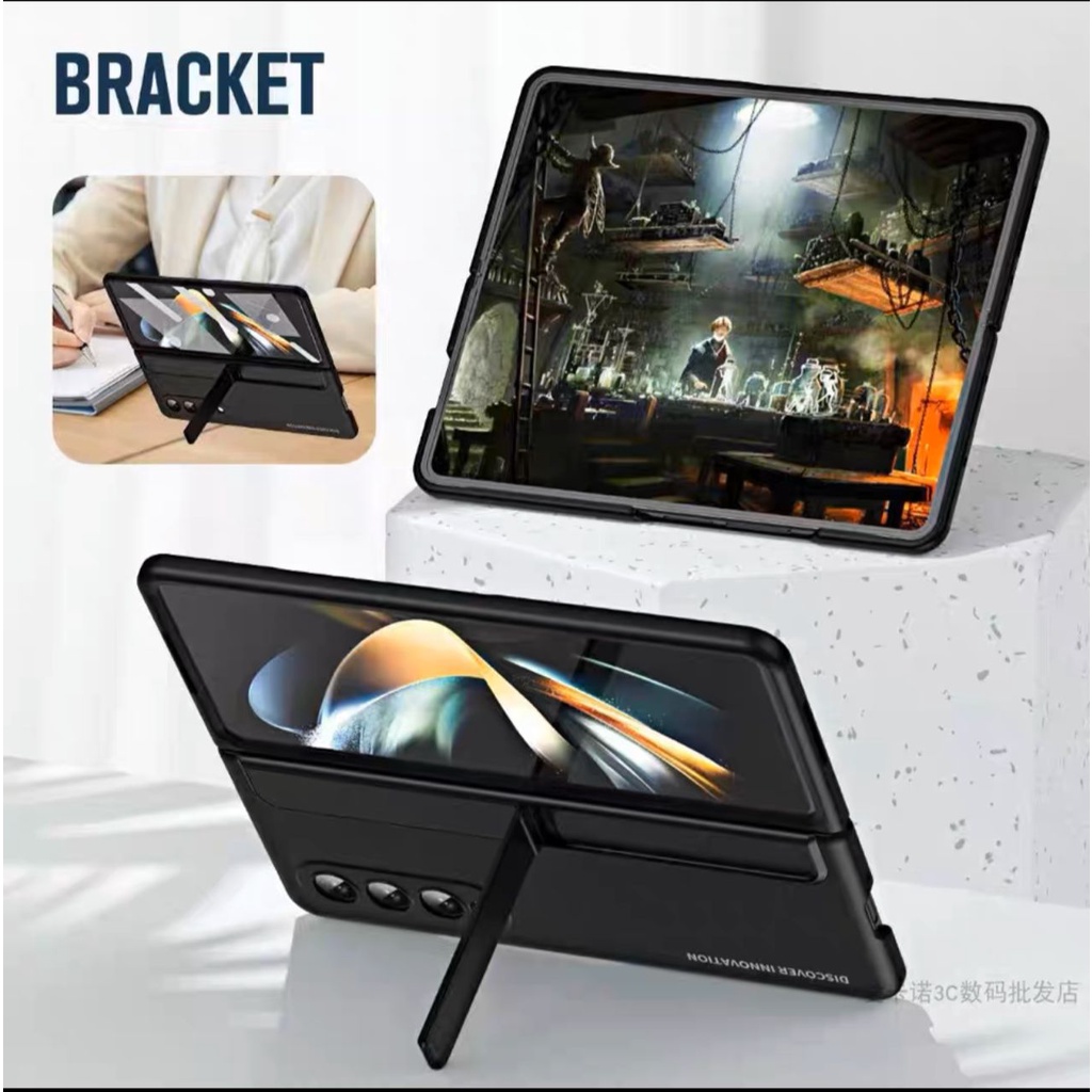 PREMIUM STANDING HARD CASE SAMSUNG GALAXY Z FOLD 4 5G FREE PEN + SLOT PEN + TEMPERED GLASS LAYAR + PROTECTOR CAMERA