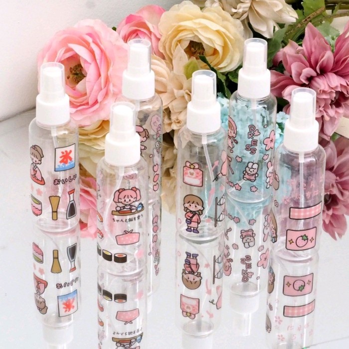 BOTOL PLASTIK SPRAY 100 ML Transparan MOTIF LUCU Semprot Parfum Sprei