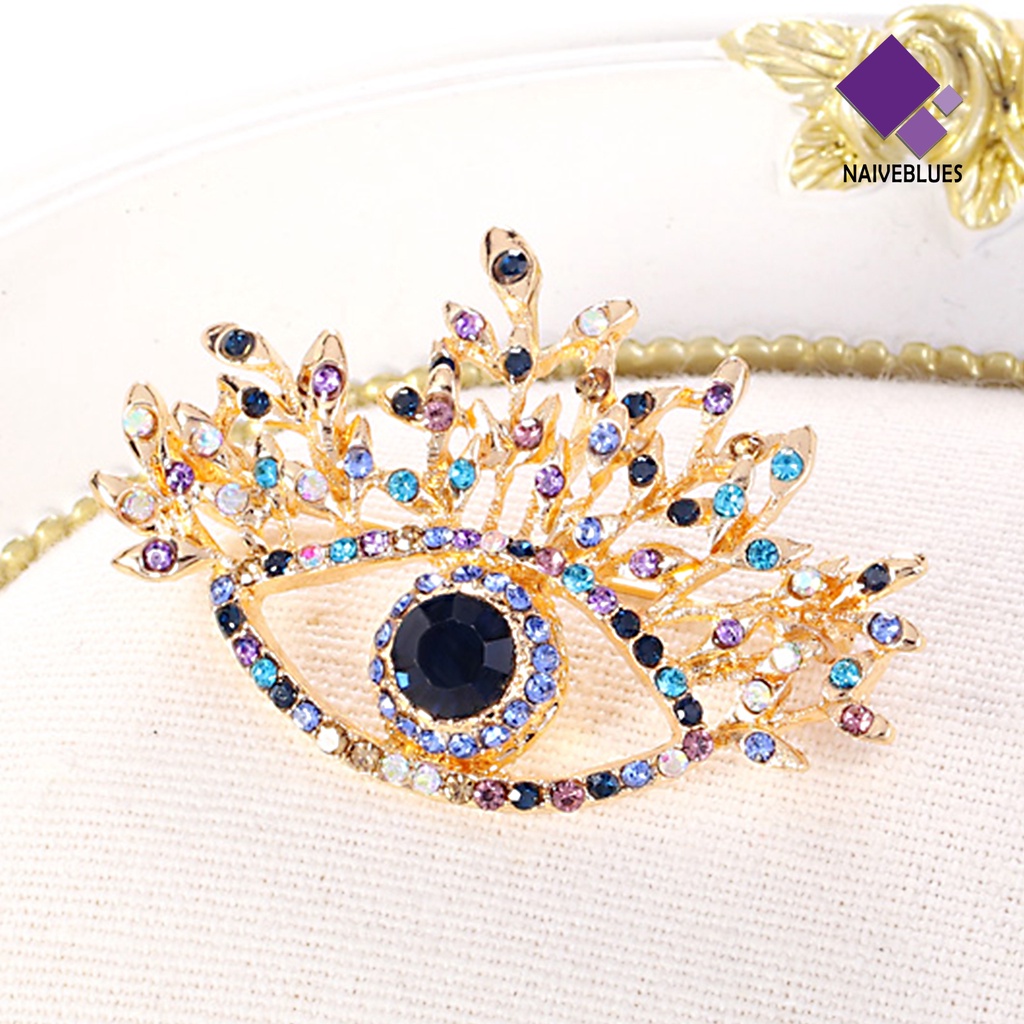 &lt; Naiveblues &gt; Lapel Pin Pakaian Elegan Portable Cinta Hati Mata Hias Berlian Imitasi Pin Untuk