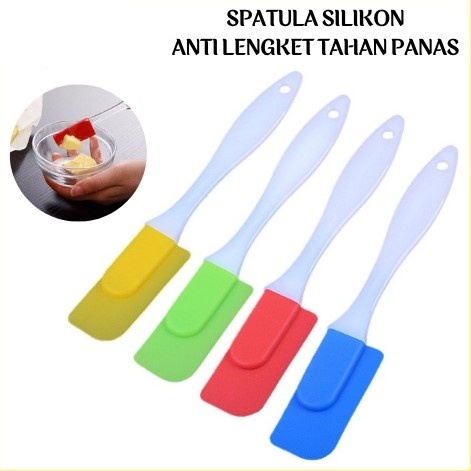 Spatula Kuas Sendok Alat Sepatula Pengaduk Oles Adonan Kue Geprek Sambal Tahan Panas Anti Lengket Food Grade Elastis Pengoles Cake Roti Silikon Silicone AD24