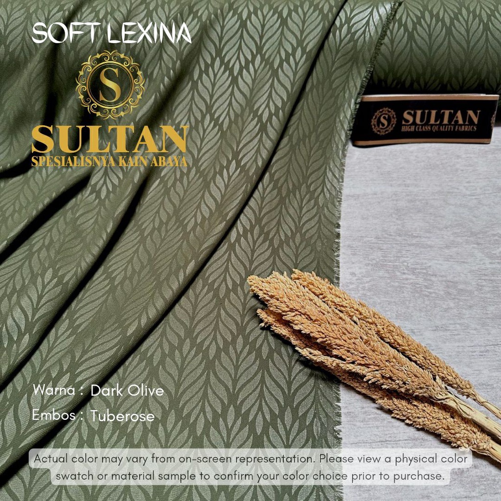 50CM EMBOS TUBEROSE SOFT LEXINA DARK OLIVE KAIN ABAYA SULTAN (MEREK LAMA: SOFT LEXUS)
