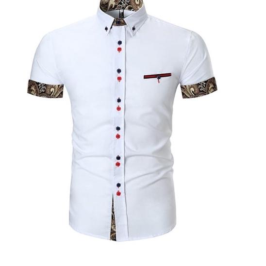 ➷ KEMEJA PRIA KOMBINASI BATIK HEM ASGARD COWOK LENGAN PENDEK CASUAL ➴